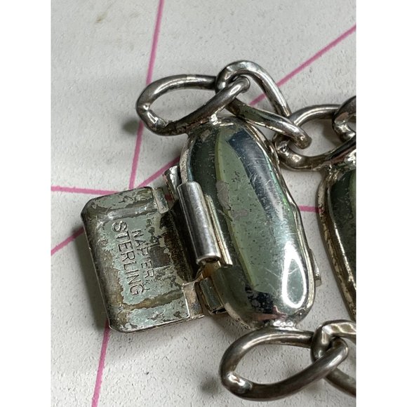 Signed Napier Sterling Silver Chained Panel Bracelet - Picture 2 of 5